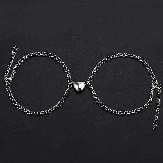 Heart Attraction Magnet Couple Bracelets Set